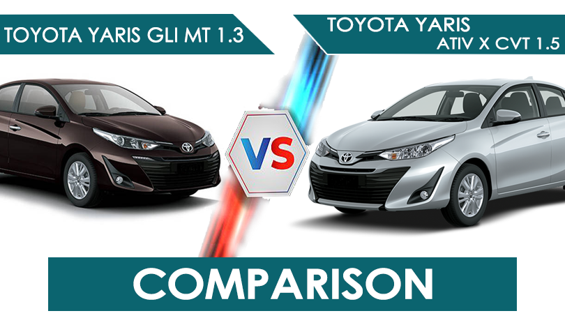 Toyota Yaris GLI MT 1.3 vs Toyota Yaris ATIV X CVT 1.5 Full Comparison ...